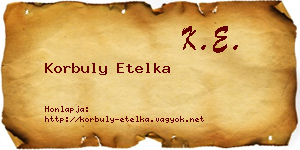 Korbuly Etelka névjegykártya
